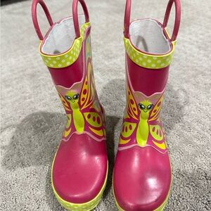 Pink Butterfly Kids Rain Boots